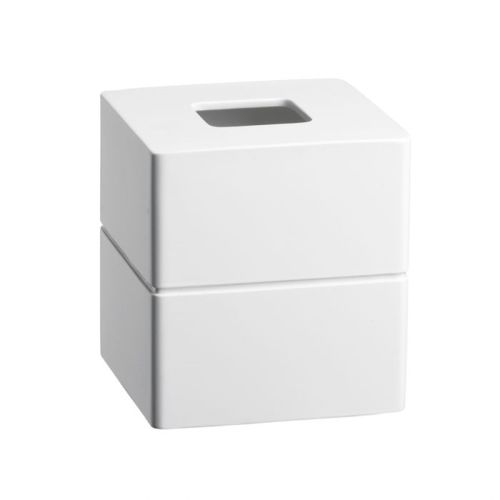 Kraftware Malibu Collection Resin Boutique Tissue Box Cover, Bright White